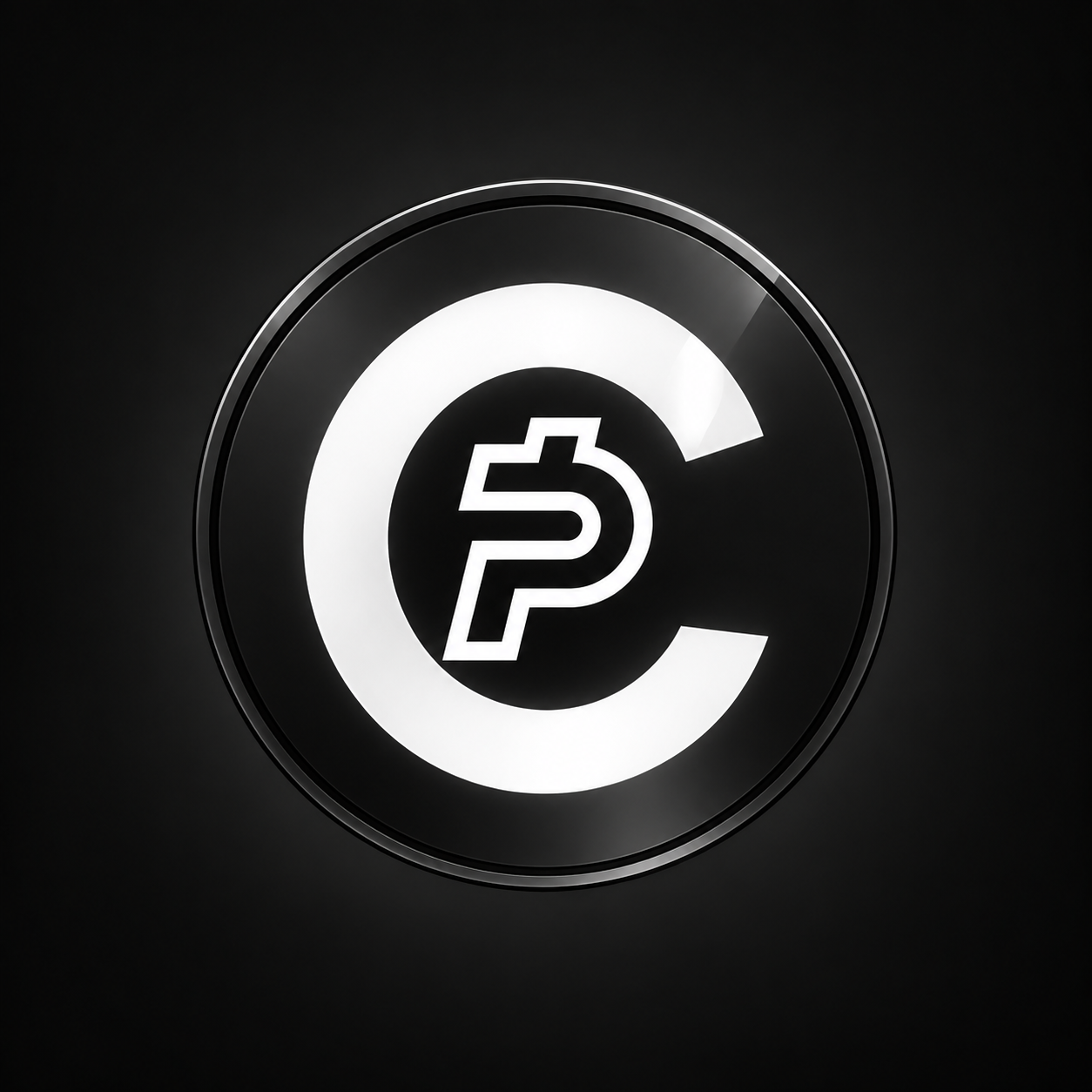 Black and silver Paide coin with its white monogram